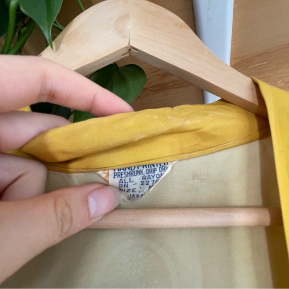 👘🌞 Vintage yellow printed Japanese Kimono robe - Picture 8 of 8